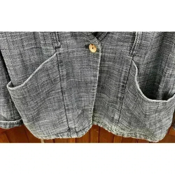 Anthropologie Women's Blue Blazer Size M Textured Single Button Jacket - Picture 2 of 6